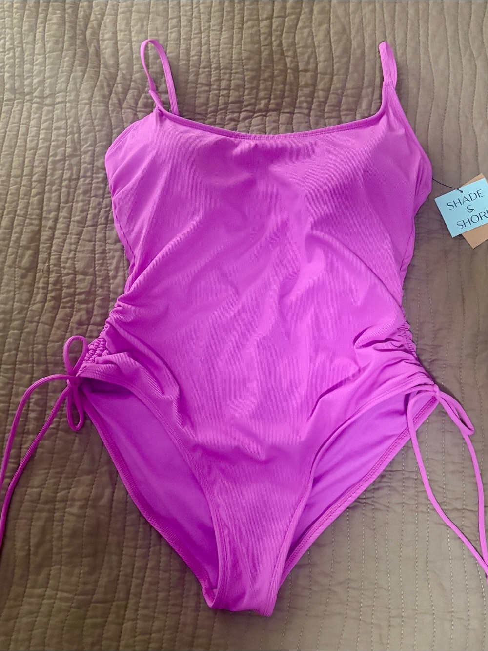 Women's Ribbed Adjustable
Drawstring Medium Coverage One Piece Swimsuit - Picture 4 of 8